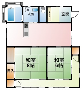 茂原市六ツ野中古戸建の間取り