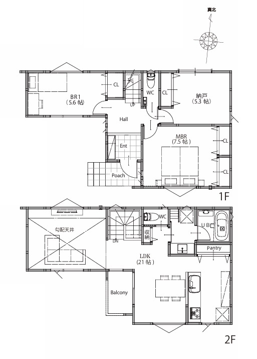 藤沢市辻堂1丁目　新築戸建　A号棟の間取り|2SLDK☆
