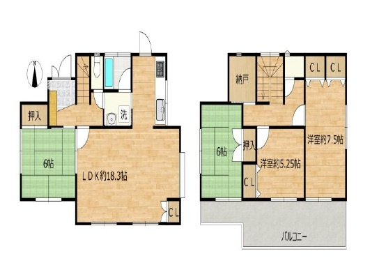 入間市鍵山1丁目　中古一戸建　～北西角地～の間取り|家族でゆったり過ごせるLDK18.3帖、季節物などの収納に便利な納戸あり、主寝室7.5帖、室内に明るい日差しが差し込む全室南向きの4SLDK。