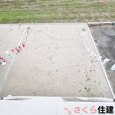 大田原市富士見第2　1号棟の庭|広々お庭でバーベキューやプールも可能ですね！