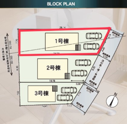 大田原市富士見第2　1号棟の区画図|1号棟　残り1棟です。