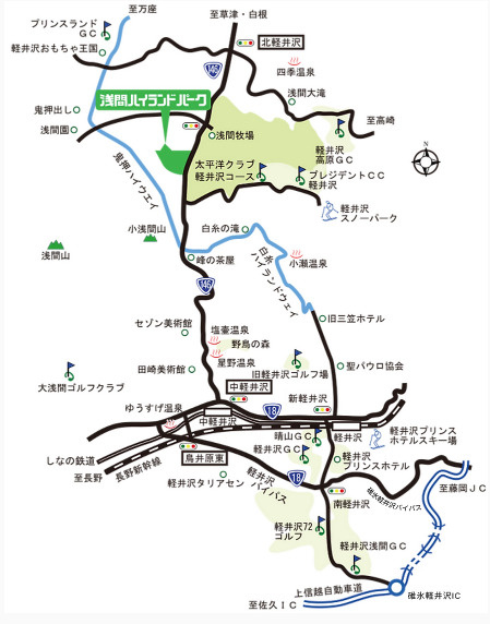 北軽井沢別荘地・浅間ハイランドパークの地図