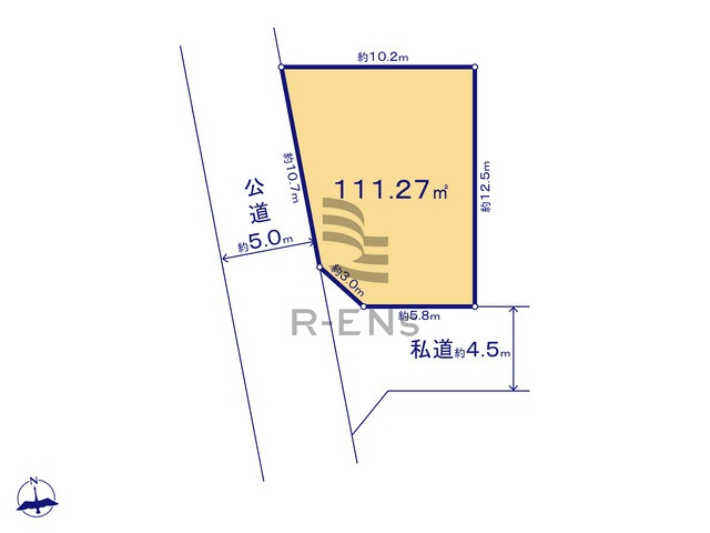 【土地図】 | 西東京市泉町３丁目　売地　１区画 | 土地面積111.27ｍ2のゆとりある敷地