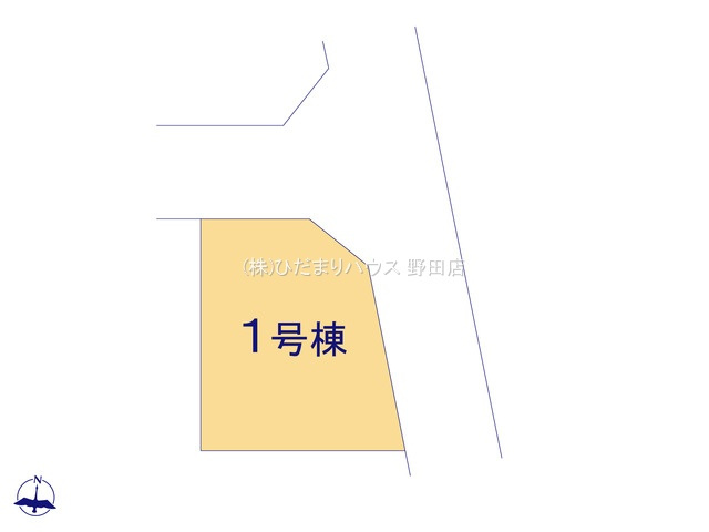 野田市岩名6期　新築戸建　1号棟の区画図|角地 ： 東 6m 公道、北 6m 公道