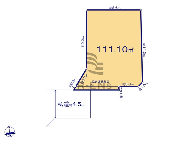 【土地図】 | 西東京市泉町３丁目　売地　５区画 | 土地面積111.10ｍ2のゆとりある敷地