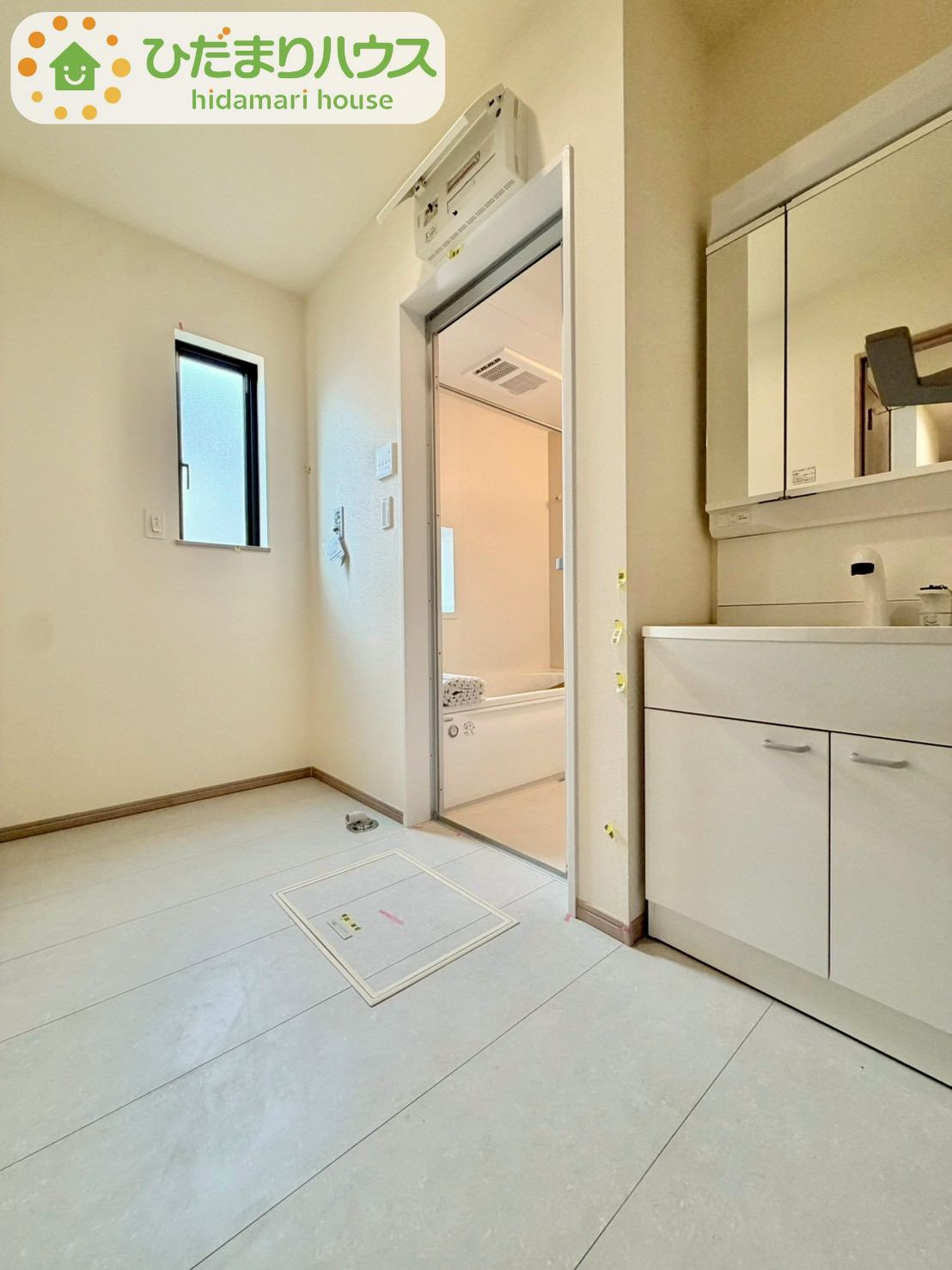 野田山崎2工区　新築戸建　2-I号棟の脱衣所|ゆったりとした洗面所で、忙しい朝の支度もストレスなくできますね♪							
