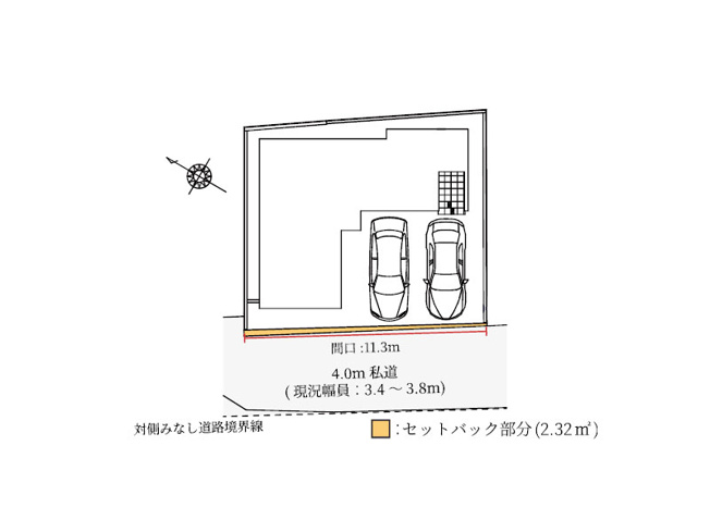 【区画図】 | 入間郡三芳町藤久保　新築一戸建住宅　全1棟　(ふじみ野店) | 並列2台駐車でき、お車での来客にも対応可能です。※図面を基に作成しています。現況と異なる場合は現況を優先いたします。