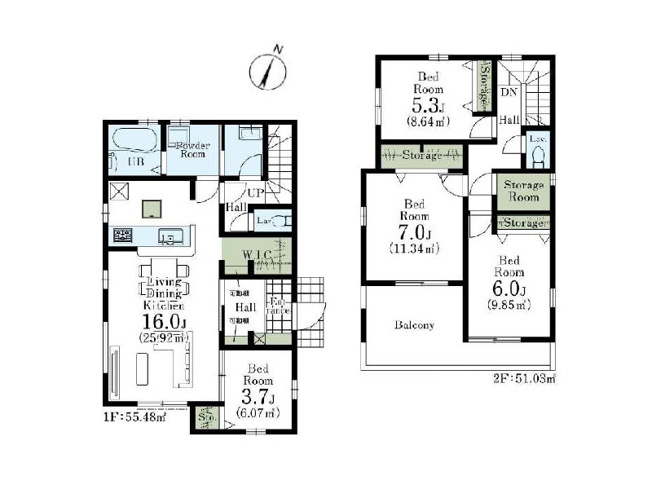 【間取り】 | 川越市寺尾　新築一戸建住宅　全3棟　(ふじみ野店) | 2号棟/納戸やWICなど収納豊富なゆとりの4LDK。バルコニーは広く沢山の洗濯物も一度に干しやすいです。※図面を基に作成しています。現況と異なる場合は現況を優先いたします。