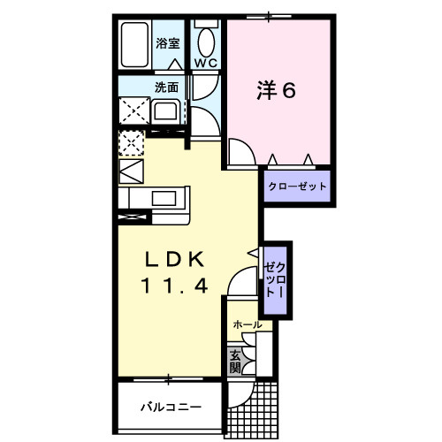 菊池郡菊陽町花立１丁目のアパートの間取り