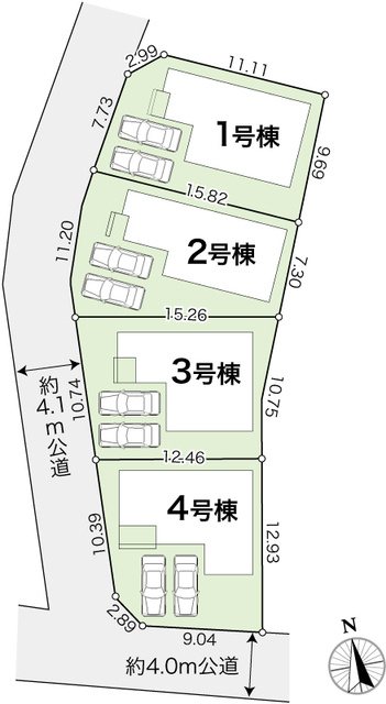 高知市介良乙9期4棟 2号棟の区画図
