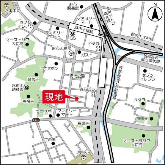 【地図】LaSante麻布十番