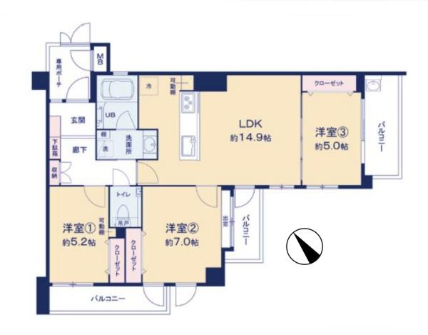 【間取り】 | ビッグヴァン宮前平 | 販売価格：３，４８０万円　間取り：３ＬＤＫ　