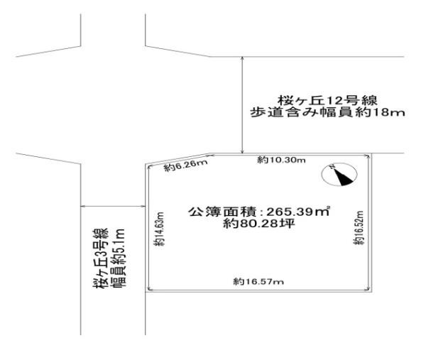 北葛城郡上牧町桜ケ丘３丁目の売地の土地図