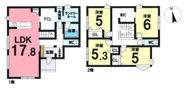岡崎市上里3丁目・中古戸建の間取り|間取り図です