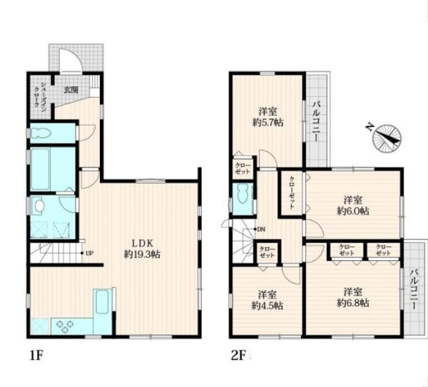 横浜市鶴見区上末吉４丁目の新築一戸建の間取り|収納が多く使いやすい間取りです。
