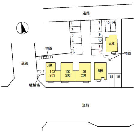 パインシティ福　B棟の区画図