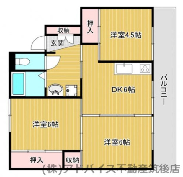 八女郡広川町大字広川の賃貸マンションの間取り