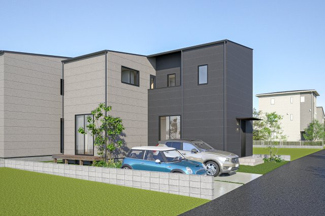 新築戸建　富士市石坂2期　全２棟の外観パース|※外構・植栽は参考となります
※パースはイメージです