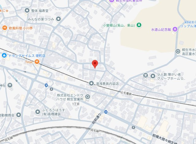 桐生市堤町倉庫の地図