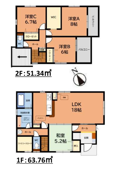 【間取り】 | 福岡市南区曰佐5丁目3期　2号棟（全2棟）【仲介手数料無料・0円】 | 平日、土日祝日もお好きな日時にご見学可能です。お気軽にお問合せ下さい。