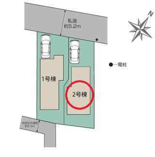 【区画図】 | 府中市是政１丁目　全２棟　2号棟　仲介手数料無料 | 2号棟です。