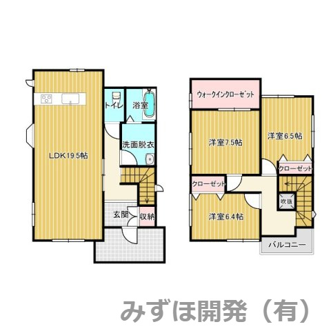 成沢西3丁目の間取り|広々としたLDKがポイント!!3つの洋室と、WICが嬉しい間取りです◎