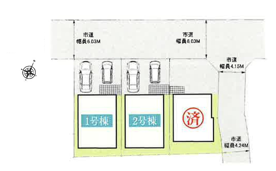 未入居一戸建て　所沢市山口の区画図|カースペース２台分(車種によります)