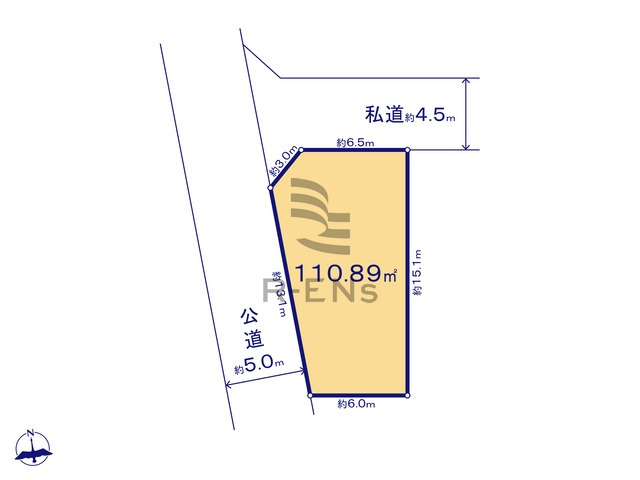 【土地図】 | 西東京市泉町３丁目　売地　１２区画 | 土地面積110.89ｍ2のゆとりある敷地
