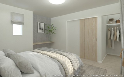 【完成予想図】 | 【主寝室　イメージパース】
※画像は設計図面を基に作成したイメージです。