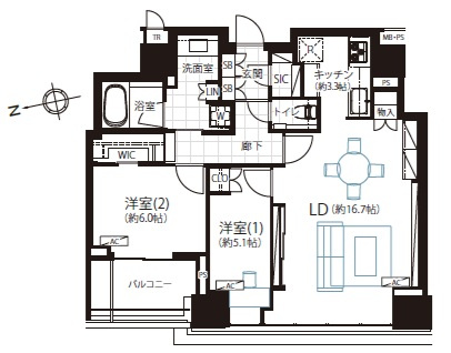 クラッシィタワー新宿御苑の間取り