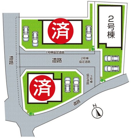 現地説明会開催　栗東市綣　新築一戸建ての区画図|全3区画
