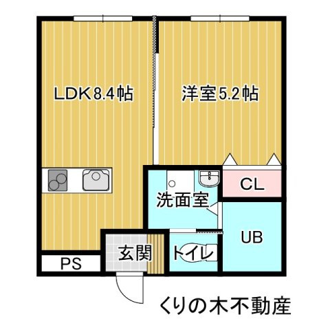【間取り】 | リュヌ・ド・ミエル | 1LDKの間取りです