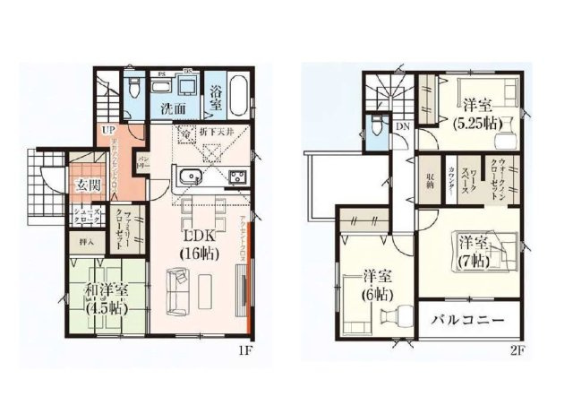 新築　太田市新田上江田町　GRAFARE　4号棟の間取り|建物面積107.65㎡　ワークスペース・パントリー・シューズインクローク・ウォークインクローゼット・各部屋収納付きで便利です！インナーバルコニーなので突然の雨でもお洗濯物も安心です♪
