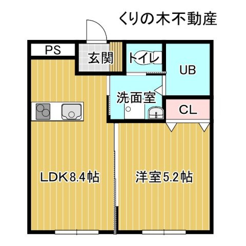 【間取り】 | リュヌ・ド・ミエル | 1LDKの間取りです
