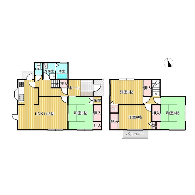 鳥取市下坂本中古戸建の間取り
