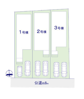 茅ヶ崎市香川4丁目　新築戸建　全3棟3号棟の区画図