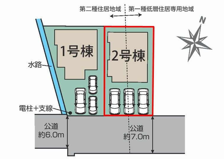 郡山市大槻町字針生　　　２号棟　　　開成小学校、郡山１中学区の区画図