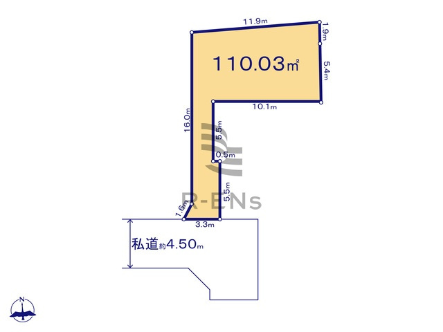 【土地図】 | 西東京市中町１丁目　売地　D区画 | 土地面積110.03ｍ2とゆとりある敷地