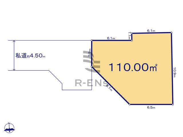 【土地図】 | 西東京市中町１丁目　売地　F区画 | 土地面積110.00ｍ2とゆとりある敷地