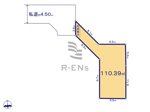 【土地図】 | 西東京市中町１丁目　売地　L区画 | 土地面積110.39ｍ2とゆとりある敷地