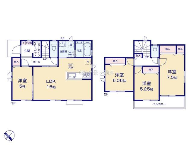 《仲介手数料無料》西区大字佐知川412-1新築一戸建てハートフルタウンの間取り
