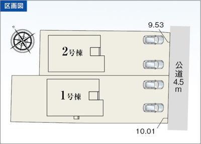 【区画図】 | 焼津市高新田2期　新築戸建　1号棟 | 2台並列駐車可能！ゆったりスペースで、駐車も楽ちん♪