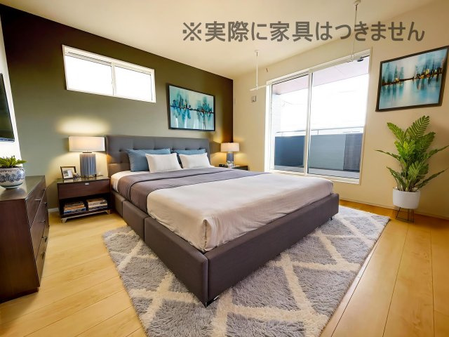 新築戸建・新築建売　郡山市大槻町針生　開成小・第一中の洋室|画像はAI加工による演出で、実際の家具は付きません。