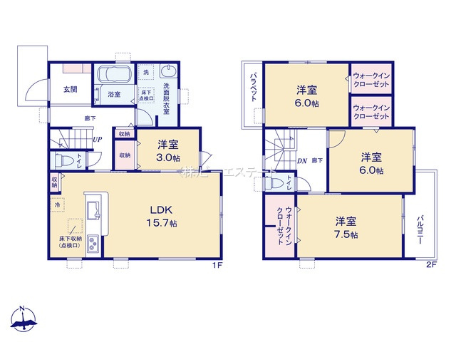 【間取り】 | 東海市富木島町北島第２　１号棟
