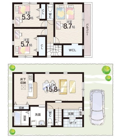 明石市貴崎　第4期　新築一戸建ての間取り|2号地