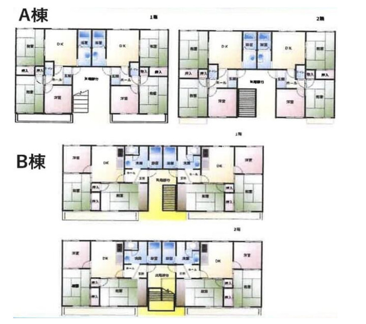 姫路市飾磨区妻鹿　収益アパートの間取り