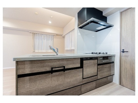 サンクタス本郷のキッチン|新規交換のシステムキッチンは食器洗い乾燥機付き 家事の時短や光熱費の削減にもつながります