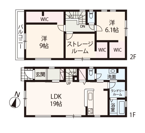 【間取り】 | Livele Garden.S松原南新町1丁目　3号棟 | ストレージルーム＋WICを3か所設けた収納豊富な2SLDK。全居室を洋室で統一し、お掃除もラクラクです！