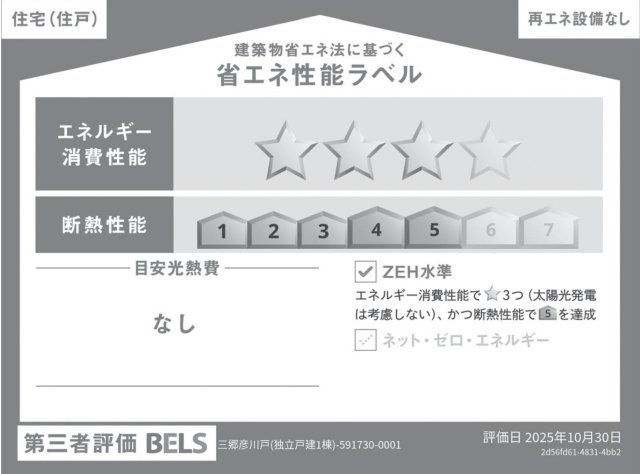 三郷市彦川戸1丁目　新築戸建　全1棟の省エネ性能ラベル|※特定の住戸の性能を示すものであり、全ての住戸の性能を示すものではありません。
