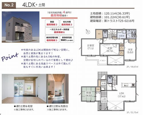 【仲介手数料０円】相模原市中央区田名Ⅲ・Ⅳ期　新築一戸建て　2号棟　全10棟の間取り|No.2【仲介手数料０円】相模原市中央区田名Ⅲ・Ⅳ期　新築一戸建て　全10棟